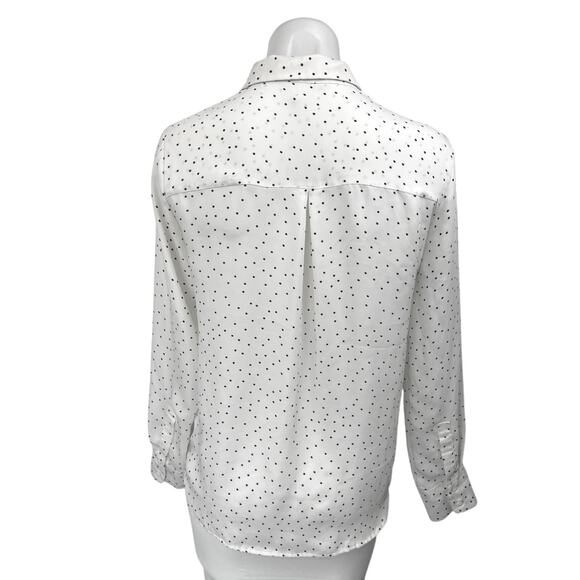 H&M White Black Polka Dots Long Sleeve Casual Button Down Shirt Top Size 8 - Picture 2 of 4